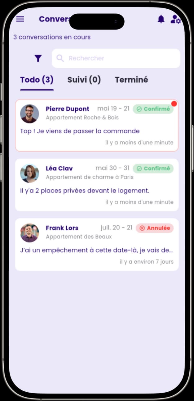 Aperçu de la liste des conversations
